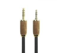 ABLET 4.4mm Balanced 5 Pole Connector to 3.5mm 1/8" TRS Stereo Audio Cable - 6N OCC Copper Single Crystal Silver Plated Wire - Walnut Wood Shell 3.5mm Stereo Male to 4.4mm Balanced Male