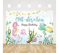 ABLIN 7x5ft Under The Sea Backdrop 1st Birthday Decorations for Boy Girl Seahorse Corals Photography Background Oneder The Sea Ocean Theme Birthday Banner Props