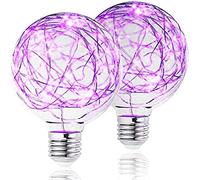 ABLIN LED Light Bulb, 2 Pack Vintage Edison Bulb, E27 220V 3W LED Decorative Light Bulbs Copper Wire Firework Light Bulb Retro Starry for Party Home Christmas (B Pink)