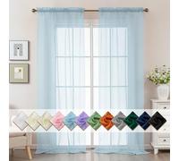 ABLUEN Blue Sheer Curtains 108 Inches Extra Long, Privacy Semi Sheer Curtains for Living Room Bedroom, Light Filtering Rod Pocket Voile Window Drapes 2 Panels Set, Each 42" W x 108" L