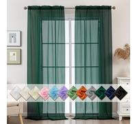 ABLUEN Green Sheer Curtains 108 Inches Extra Long, Privacy Semi Sheer Curtains for Living Room Bedroom, Light Filtering Rod Pocket Voile Window Drapes 2 Panels Set, Each 42" W x 108" L