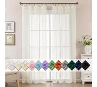 ABLUEN Ivory Sheer Curtains 84 Inches Long, Privacy Semi Sheer Curtains for Living Room Bedroom, Light Filtering Rod Pocket Voile Window Drapes 2 Panels Set, Each 42" W x 84" L