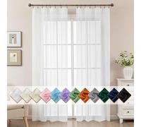 ABLUEN White Sheer Curtains 84 Inches Long, Privacy Semi Sheer Curtains for Living Room Bedroom, Light Filtering Rod Pocket Voile Window Drapes 2 Panels Set, Each 42" W x 84" L