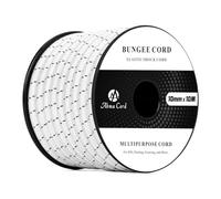 Abma Cord Bungee Cord 10mm 10M Elastic Shock Cord 100% Stretch Elastic Bungee Rope for Tarpaulin, Trailer, Backpack, Tent Pole, Kayak - White&Black