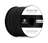 Abma Cord Bungee Cord 10mm 10M Elastic Shock Cord 100% Stretch Elastic Bungee Rope for Tarpaulin, Trailer, Backpack, Tent Pole, Kayak - Black