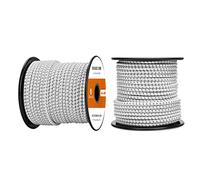 Abma Cord Bungee Cord 4mm 20M Elastic Shock Cord 100% Stretch Elastic Bungee Rope for Tarpaulin, Trailer, Backpack, Tent Pole, Kayak - White&Black