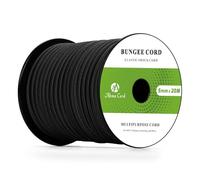Abma Cord Bungee Cord 5mm 20M Elastic Shock Cord 100% Stretch Elastic Bungee Rope for Tarpaulin, Trailer, Backpack, Tent Pole, Kayak - Black