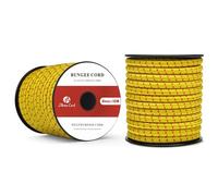 Abma Cord Bungee Cord 8mm 10M Elastic Shock Cord 100% Stretch Elastic Bungee Rope for Tarpaulin, Trailer, Backpack, Tent Pole, Kayak - Yellow&Red