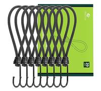 Abma Cord Bungee Cords with Hooks 20cm 20Pcs Small Bungee Ropes with Hooks Elastic Bungee Loops for Tarpaulin, Tent, Camping, Banners, Fixing - Black