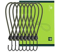 Abma Cord Bungee Cords with Hooks 23cm 20Pcs Small Bungee Ropes with Hooks Elastic Bungee Loops for Tarpaulin, Tent, Camping, Banners, Fixing - Army Green