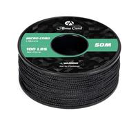 Abma Cord Micro Cord 1.18mm Paracord 50M Spool Utility Cord Braided Cord - Max. 45kg (100lbs) - Black