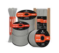 Abma Cord Paracord 4mm 50m 100% Nylon Rope 9 Strands Type III Parachute Cord for DIY, Camping, Survival, Outdoor - Max. 280kg - Grey