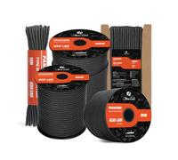 Abma Cord Paracord 4mm 50m 100% Nylon Rope 9 Strands Type III Parachute Cord for DIY, Survival Kits - Max. 280kg - Black