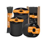 Abma Cord Paracord 550 4mm 30m 100% Nylon Rope Type III 7 Strands Parachute Cord for DIY, Camping, Survival, Outdoor - Max. 250kg - Black
