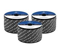 Abma Cord Polyester Cord 4mm x 20m Braid Polyester Rope, Black/White - Heavy Duty & Low Stretch - High UV & Abrasion Resistance