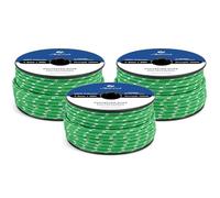 Abma Cord Polyester Cord 4mm x 30m Braid Polyester Rope, Green/White - Heavy Duty & Low Stretch - High UV & Abrasion Resistance
