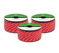 Abma Cord Polyester Cord 5mm x 20m Braid Polyester Rope, Red/White - Heavy Duty & Low Stretch - High UV & Abrasion Resistance