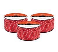 Abma Cord Polyester Cord 6mm x 30m Braid Polyester Rope, Red/White - Heavy Duty & Low Stretch - High UV & Abrasion Resistance