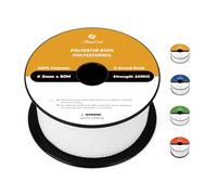 Abma Cord Polyester Rope 3mm x 50m Diamond Braided Cord on Spool - White