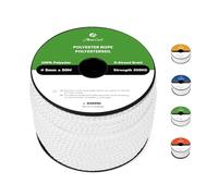 Abma Cord Polyester Rope 5mm x 50m Diamond Braided Cord on Spool - White