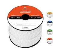 Abma Cord Polyester Rope 6mm x 50m Diamond Braided Cord on Spool - White