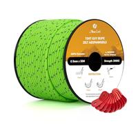 Abma Cord Tent Guy Ropes 3mm 50M Guy Line 10 Pcs Guy Rope Tensioners Heavy Duty Guide Rope for Camping, Gazebos, Awning, Tarp - Reflective Neon Green