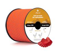 Abma Cord Tent Guy Ropes 3mm 50M Guy Line 10 Pcs Guy Rope Tensioners Heavy Duty Guide Rope for Camping, Gazebos, Awning, Tarp - Reflective Neon Orange