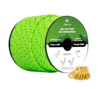 Abma Cord Tent Guy Ropes 5mm 30M Guy Line 6 Pcs Guy Rope Tensioners Heavy Duty Guide Rope for Camping, Gazebos, Awning, Tarp - Reflective Neon Green