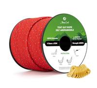 Abma Cord Tent Guy Ropes 5mm 50M Guy Line 10 Pcs Guy Rope Tensioners Heavy Duty Guide Rope for Camping, Gazebos, Awning, Tarp - Reflective Red