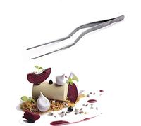 ABMRO 160mm 304# Stainless Steel Precision Offset Culinary Chef's Tweezers,Kitchen Cooking Tongs for Plates Decorating Foods Dessert Cake Decoration and Succulents Care
