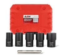 Abn 1/2in Drive Lug Nut Rounded Bolt Remover Socket Set 6pc Stripped Bolt Extractor Kit 17 to 26mm with Center Punch Bar