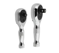 Abn 2-Piece Stubby Ratchet Wrench Tools - 1/4 and 3/8in Drive Thumb Wheel Ratchet Set and Bit Driver 72-Tooth Hand Tools