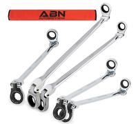 Abn Extra Long Flex Head 12 Point Double Box End Ratcheting Wrenches 5-Piece Wrench Set Metric 8mm, 10mm, 12mm-19mm
