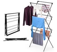 ABN Finest Maiden Clothes Dryer Horse Indoor Folding, 18m Drying Racks with 10kg Load Capacity, Compact 3 Tier Clothes Airer for Small Spaces Metal Black