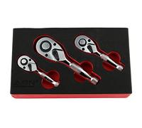 Abn Stubby 3 Piece Ratchet Tools - Thumb Wheel Ratchet Set 3/8 1/4 1/2in Drive 72-Tooth Short Hand Tools