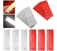 Abnaok 10pcs Self Adhesive Trailer Rectangular Reflectors Car Rear Reflectors for Gate Posts, Trailer Motorcycle Caravan Truck Safety Reflective (With Holes)