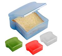 Abnaok 4PCS 20 Oz Toast Shape Sandwich Box, Food Grade PP Made, Allow Microwave Heating and Frozen Preservation, Food Storage Sandwich Containers for Lunch Prep