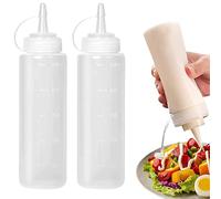 Abnaok 8oz Food Grade Plastic Squeeze Condiment Bottles with Cap for Sauce Bottle Seasoning Dispensers (2pcs)