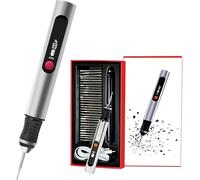Abnaok Engraving Pen, Ultimate Cordless Portable Tool for Artists & DIYers - Engrave 50+ Surfaces - Beginner Friendly - Rechargeable - Free 30 Bits (Silver)