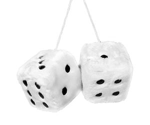 Abnaok Fluffy Dice for Car, 2.4" x 2.4" Car Hanging Furry Dice Pair of Retro Square Car Pendant with Dots for Car Interior Ornament Decoration Car Mirror Hanging Accessories (White)