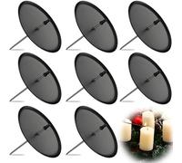 Abnaok Pack of 8 Advent Wreath for Candle Holders, 6 cm Advent Candle Holder, Metal, Advent Wreath Candle Holder Metal with Spike, for DIY Wreath, Advent, Christmas, Table Decoration (Black)