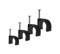 Abnii Cable Clips, 400 Pcs 4mm 6mm 8mm 10mm Nail Clip, Black | Wire Clips Durable Black Round, 4 Size Cable Tacks Wire Tidy Clips