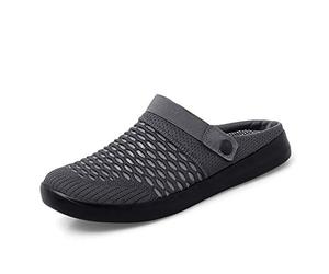 Abnkarwin Men's Mesh Slip-On Sandals, Flat, Elastic back strap, Lightweight MD Outsoles, Indoor Outdoor, Summer Breathable, Plus Big Size, Two ways to wear, Casual, Dark Gray, 8 UK