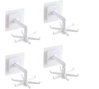 ABNMJKI Clothes Hanger 4pcs 360 Degrees Rotating Folding Hook Self-Adhesive 180 Degrees Vertical Flip Hook Wall Hook Hanger for Door Kitchen Cabinet (Color : White)