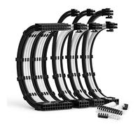 ABNO1 PSU Cable Extension Kit with Two Sets of Cable Combs 1x24Pin/1x8Pin(4+4) EPS/2x8Pin(6P+2P) PCI-E/ 30CM Length,PC Sleeved Cable for ATX Power Supply(Black/White)
