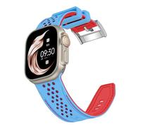 ABNUSR Two Tone Silicone Watch Strap 38mm 40mm 41mm 42mm 44mm 45mm 49mm, Ice Blue/Red, 38mm/40mm/41mm