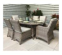 aboba glass oval garden dining set 2 armchairs 4 chairs in grey