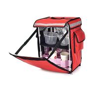 ABOBOUT 42L Food Delivery Backpack Insulated Food Delivery Bag with Side Pocket 2 Inner Spaces with Cups Holder Red