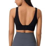ABOCIW Longline Sports Bra for Women V Back Wireless Padded Medium Support Yoga Bra Workout Crop Tank Tops, Hook Eye Black, XL