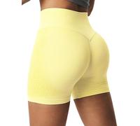 ABOCIW Womens Workout Ignite Shorts Hidden Scrunch Butt Lifting Gym Shorts Seamless Booty Yoga Shorts 4.5", Lemon Drop, M